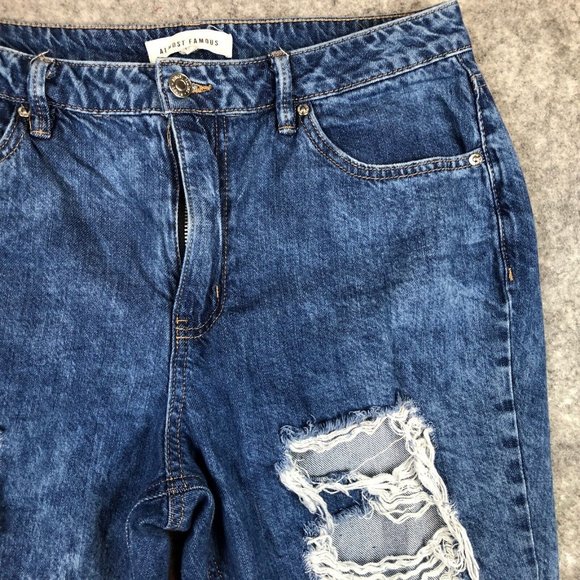 Almost Famous Jeans 11 31 Destroyed Distressed Torn Holes Acid Wash Skinny Blue - Picture 4 of 12